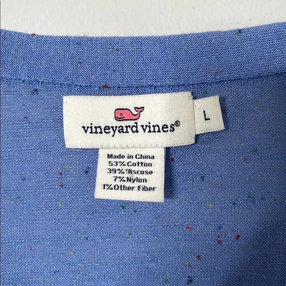 Vineyard Vines Blue V-neck Confetti Jersey Sweater - Picture 2 of 4